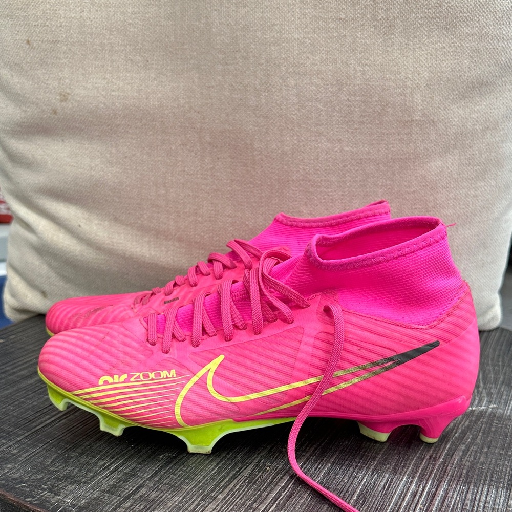 Nike Bright Pink Soccer Cleats with Neon Accents